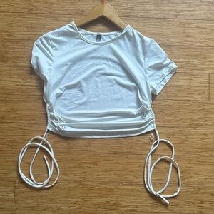 Casual  White Tie-Side Crop Top open back